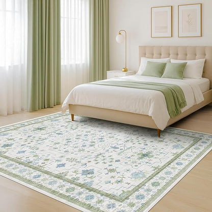 Green and Blue Kids Rugs for Bedroom 5x8 by HazoHaus