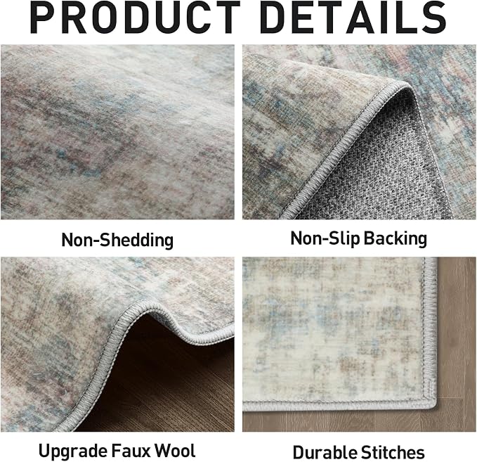9x12 Area Rugs Washable Rug: Modern Abstract Living Room Rug Soft Anti-Skid - Image 5