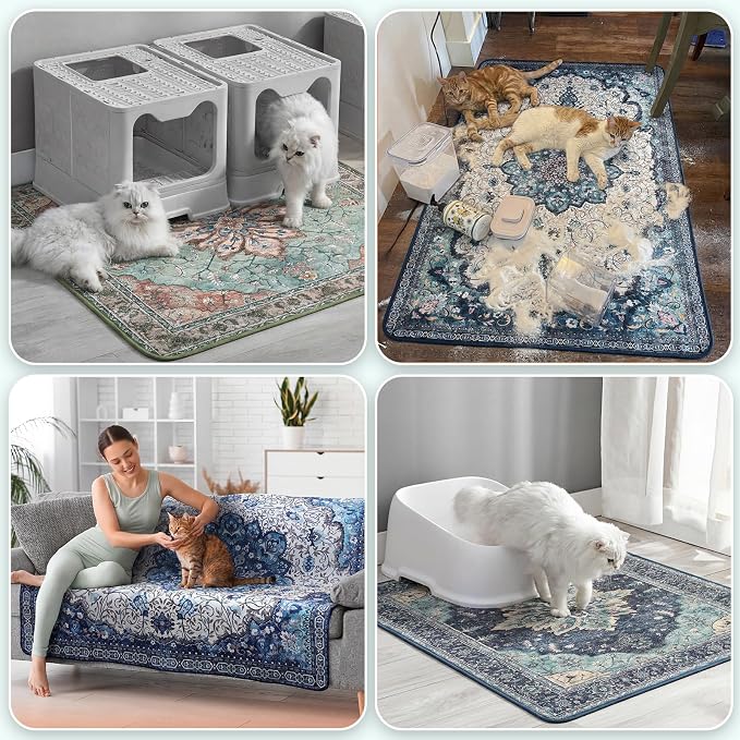 Hompet Cat Litter Mat 2 Pack, 20x60 Large Machine Washable Trapping Mats - Image 4
