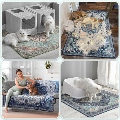Hompet Cat Litter Mat 2 Pack, 20x60 Large Machine Washable Trapping Mats - Image 4