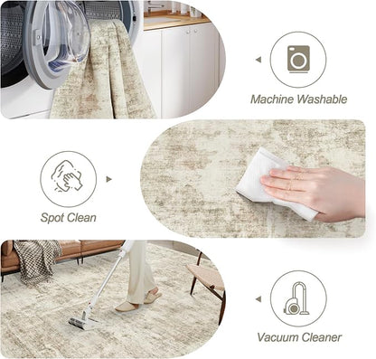 Soalmost 10x14 Area Rugs for Living Room, Non Slip Machine Washable Vintage - Image 5