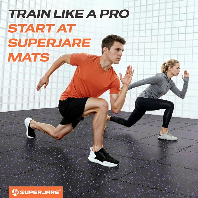 SUPERJARE 0.56'' Thick 24 Pcs 96 Sq Ft Rubber Top Exercise Equipment Mats - Image 3