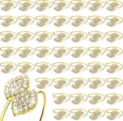 Hotop Gold Napkin Rings Gold Table Decoration, Leaves Napkin Rings, 12 Piece | by HOTOP