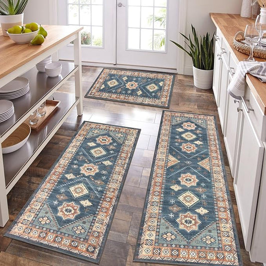 HEBE Boho Kitchen Rug Sets 3 Piece by HEBE