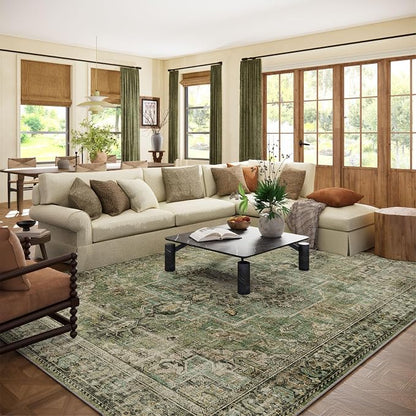10x14 Area Rugs for Living Room: Washable Bedroom Rug Boho Vintage Rugs Stain by palohom