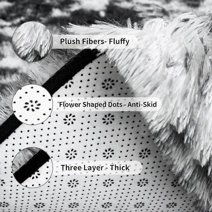 FlyDOIT Large Area Rugs for Living Room, 5x8 Feet Tie-Dyed Black and White - Image 6