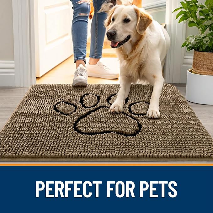 OLANLY Dog Door Mat for Muddy Paws 70x24, Paw Print Design, Absorbs Moisture - Image 6