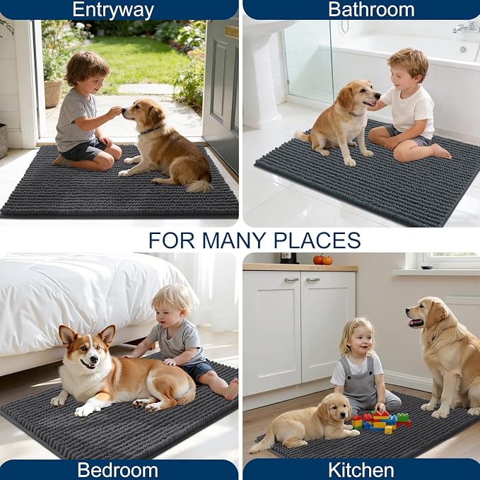 OLANLY Dog Door Mat for Muddy Paws 47x24, Ultra Absorbent Chenille Mud Doormat - Image 8