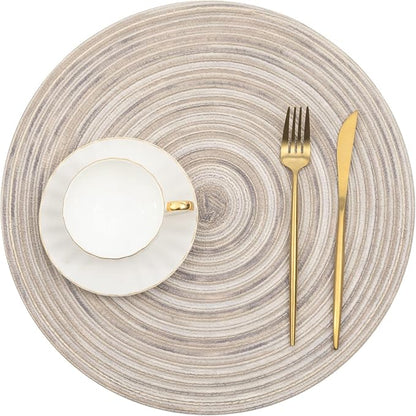 SHACOS Round Braided Placemats 15 inch Set of 6 Washable Kitchen Table Placemats - Image 2