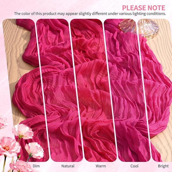 4 Pack Cheesecloth Table Runner 10FT Hot Pink Table Runner Boho Gauze Cheese - Image 7