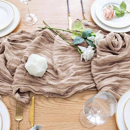 Cheesecloth Table Runner Nude Pink 10FT Boho Gauze Runner, 2 Pack | 120 Inch - Image 5