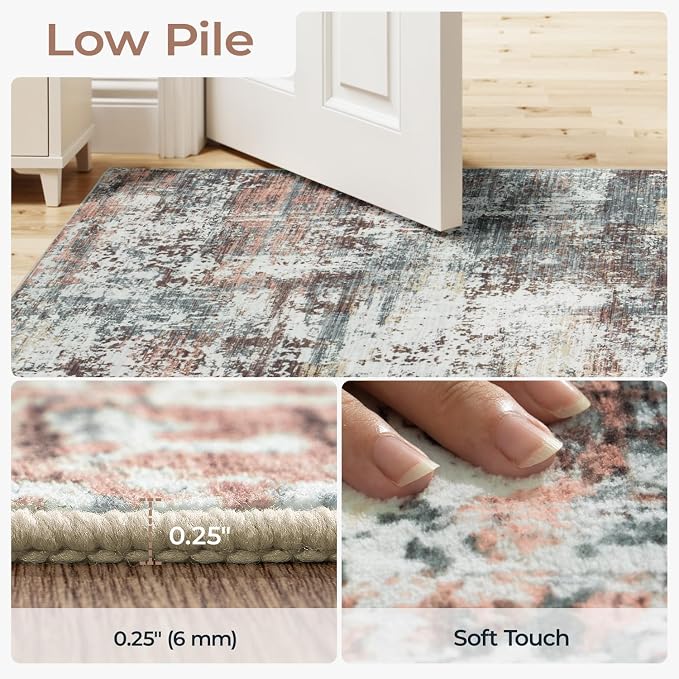 5x7 Area Rugs, Abstract Modern Machine Washable Rugs - Image 3