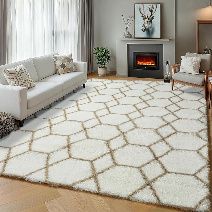 ONASAR Large Living Room Area Rug 6x9, Soft Fuzzy Shaggy Plush Fluffy Moroccan - Image 7