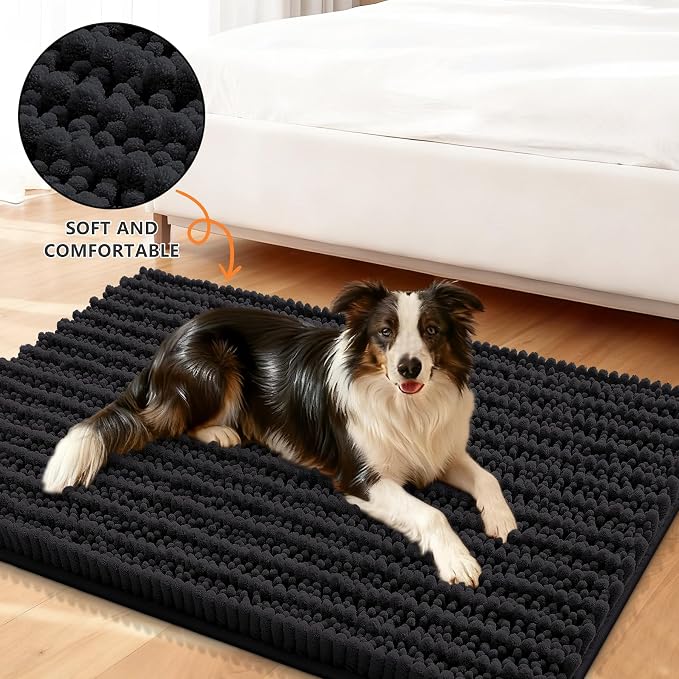 Smiry Dog Door Mat for Muddy Paws 24x16, Absorbent Dirt Trapper, Non-Slip - Image 2