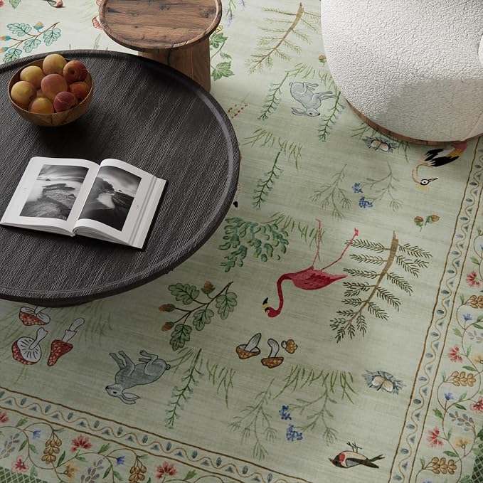 6x9 Area Rugs for Living Room: Washable Rug Vintage Bedroom Rugs Stain - Image 3