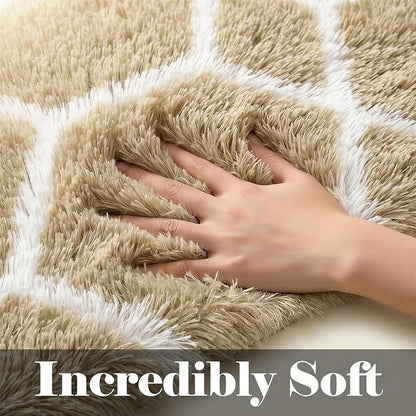ONASAR Rugs for Living Room Bedroom, 5x8 Fluffy Beige and White Area Rug - Image 2