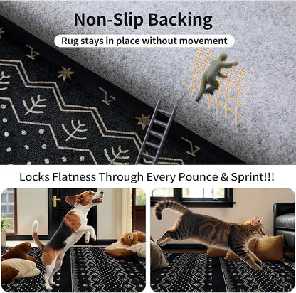 SERISSA 8x10 Area Rugs for Living Room, Washable Non-Slip Black Gold Grad Boho - Image 6