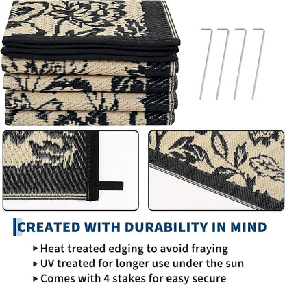 Garvee 5’x8’ Waterproof Patio Outdoor Rug, Outdoor Plastic Straw Rug - Image 4
