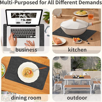 Maxpearl Faux Leather Placemats Set of 6, Dark Grey | Waterproof - Image 8