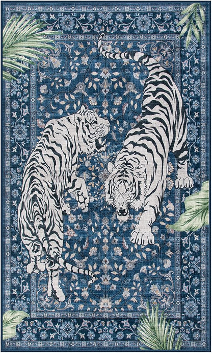Moynesa Tiger Machine Washable Rug, 3x5 Entry Area Rug Non Slip Vintage Soft Rug - Image 2