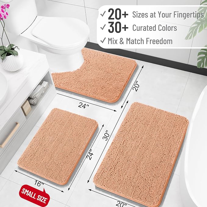 OLANLY Bathroom Rugs 35x24, Extra Soft Absorbent Chenille Bath Rugs, Rubber - Image 2