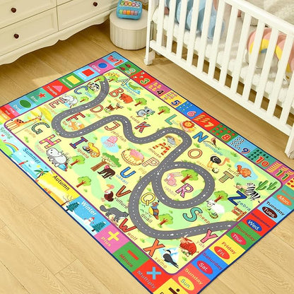 Terrug Kids Rug for Playroom, Educational Classroom Rug for Kids Room, Washable - Image 3