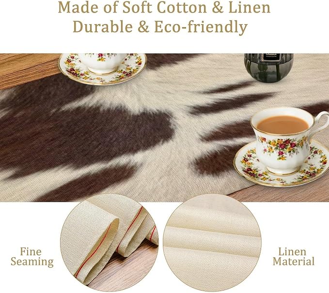 Cow Print Table Runner, 13x70 Inch - Image 5