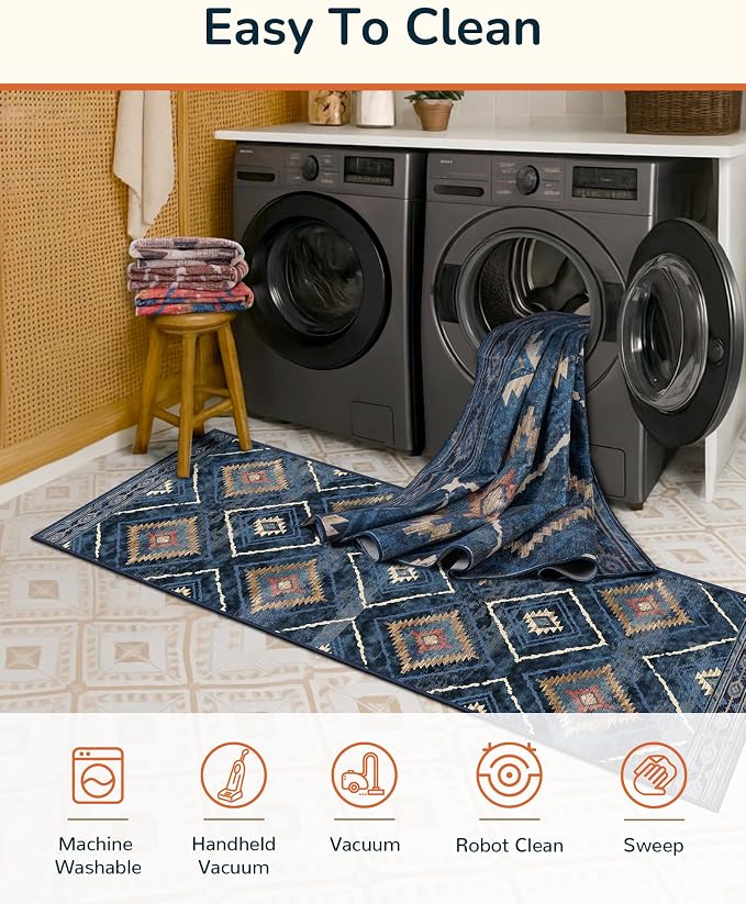 BESTSWEETIE Area Rug 8x10 Rug Machine Washable Non-Slip Low Pile Print Pattern - Image 3