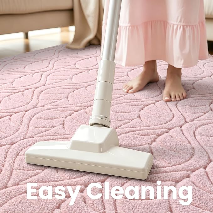Macgace 6x9 Pink Area Rug, Soft Shag Carpet, Washable Living Room Rugs - Image 6