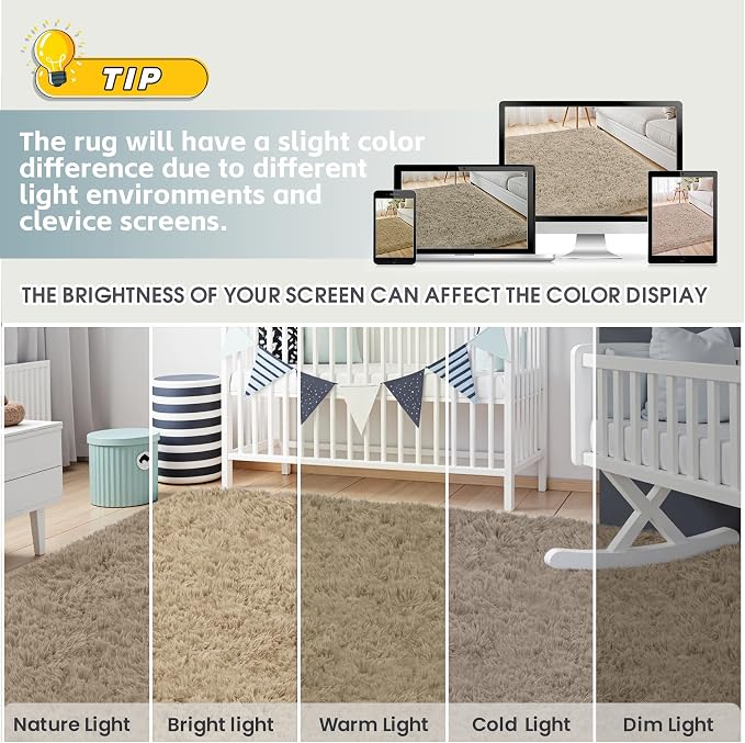 6x9 Area Rug for Living Room, Ultra Soft Fluffy Shag Rugs for Bedroom, Non-Slip - Image 7