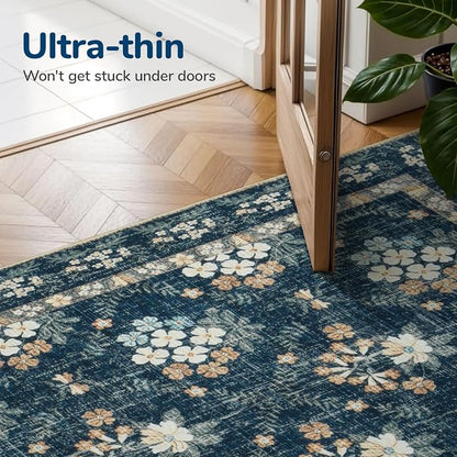 Lessymo Floral Living Room Rug 8x10 Area Rugs, Vintage Washable Rugs - Image 7