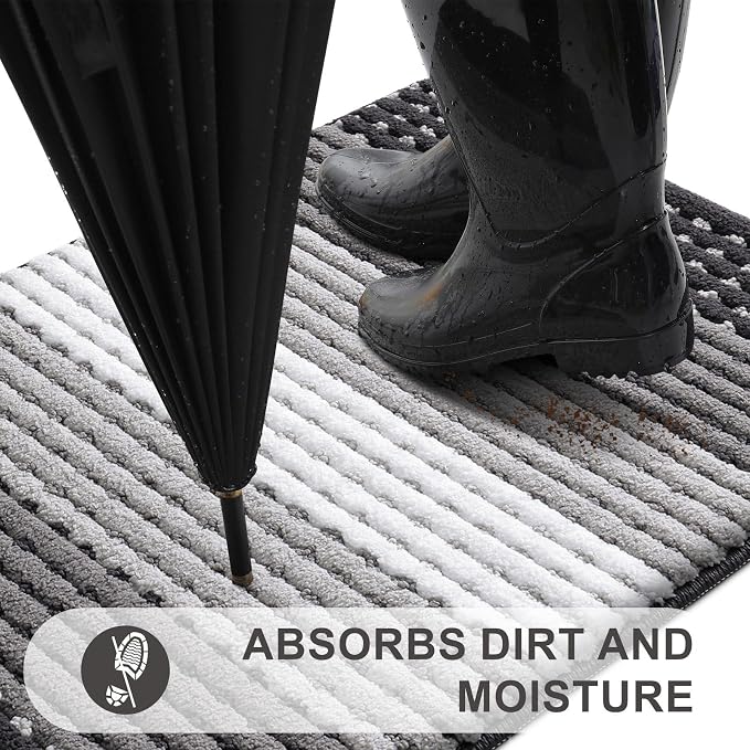Kitinjoy Indoor Outdoor Door Mat, 71x47 Non-Slip Absorbent Dirt Trapper - Image 2