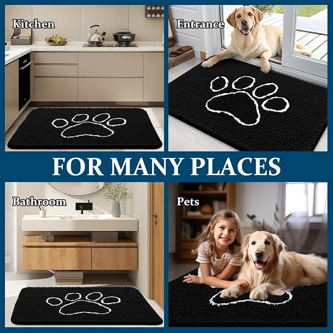 OLANLY Dog Door Mat for Muddy Paws 59x20, Paw Print Design, Absorbs Moisture - Image 8