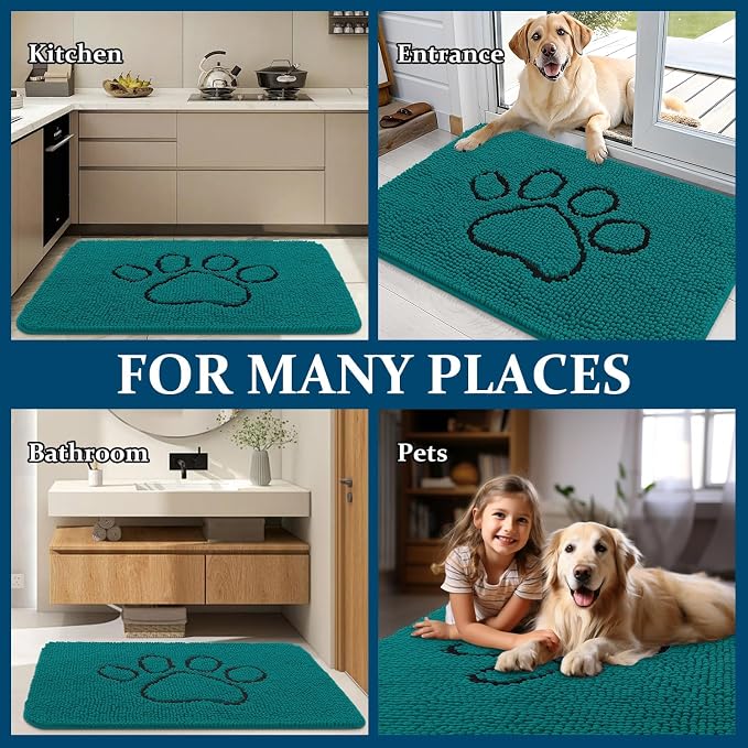 OLANLY Dog Door Mat for Muddy Paws 36x24, Paw Print Design, Absorbs Moisture - Image 8