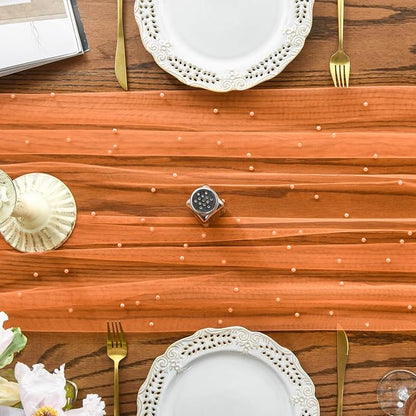 Artoid Mode Pearl Orange Gauze Table Runner 59x120 Inch, Seasonal Sheer Kitchen - Image 2