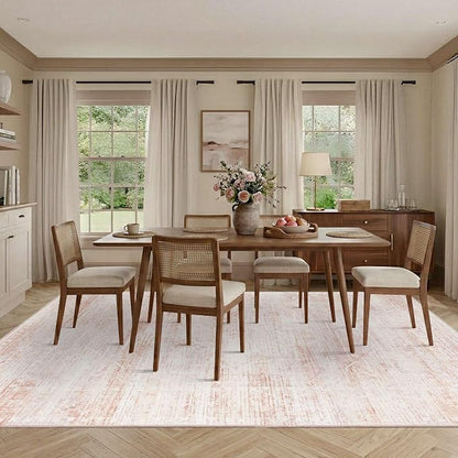 Latte&Fog Pink 8x10 Rugs for Living Room, Vintage Large Area Rugs for Girls - Image 4