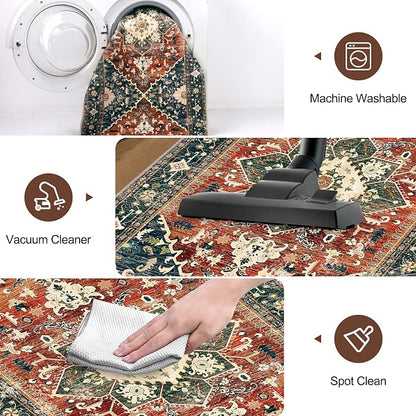 Yamaziot Washable Runner Rug, 2x8 Non-Slip Boho Vintage Hallway Rug Runner - Image 5
