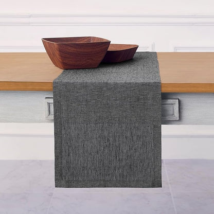 Solino Home 100% Pure Linen Table Runner Charcoal Grey, Athena 14 x 144 in | - Image 2