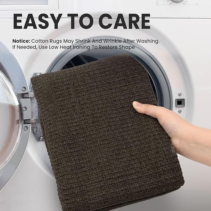 EARTHALL Washable Area Rugs 6x9 Ft Non Slip Living Room Rugs Cotton Rubber - Image 3