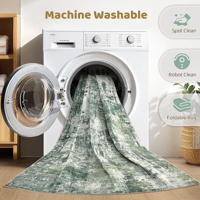 8x10 Area Rugs Living Room: Washable Large Abstract Soft Stain Resistant Indoor - Image 2