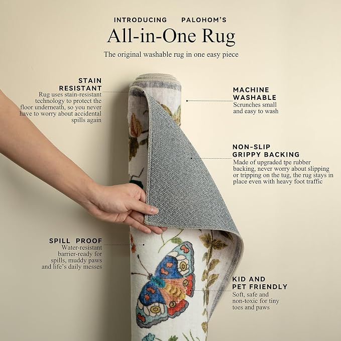 Washable Area Rugs for Living Room: 5x7 Bedroom Rug Vintage Rugs Stain - Image 4
