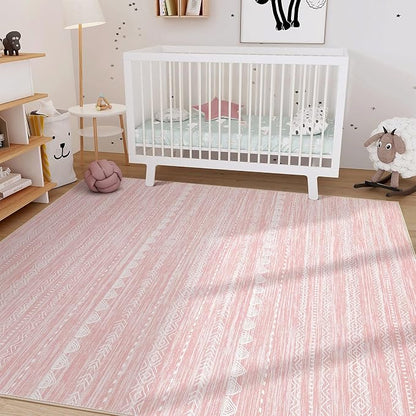 Nakagishi Pink Rugs for Bedroom Girls: 6x9 Washable Boho Large Neutral Cute - Image 7