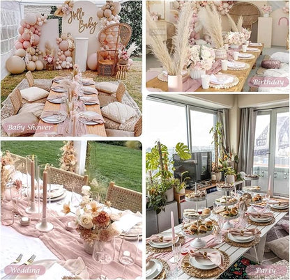 3 Pack Dusty Pink Cheesecloth Table Runner 35x120inch, 10FT Spring Summer Gauze - Image 8