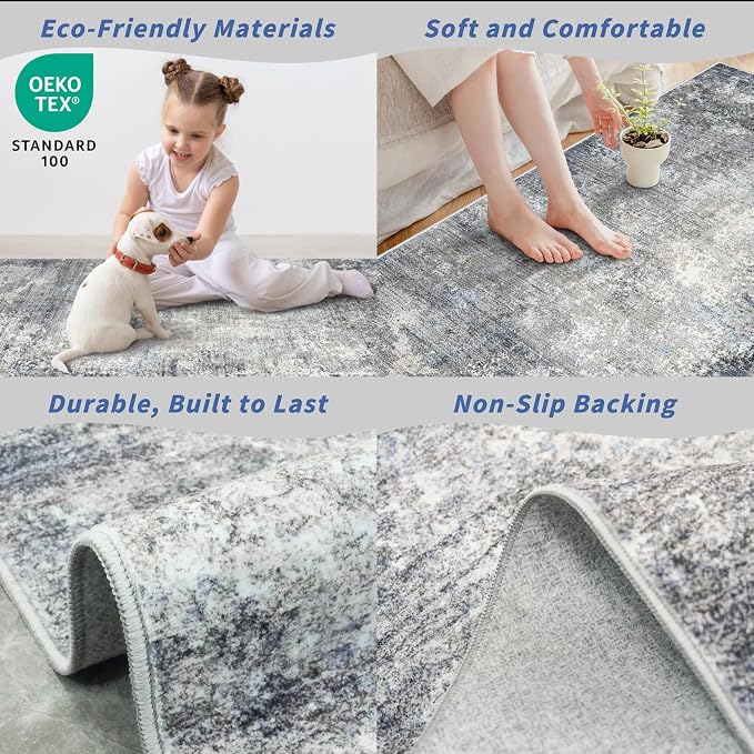 3x4 Washable Entryway Rug – Non-Slip Modern Abstract Small Area Rug - Image 6