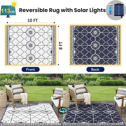 Lighted Outdoor Rug 8x10 ft, Solar Powered Patio Rug - Image 2