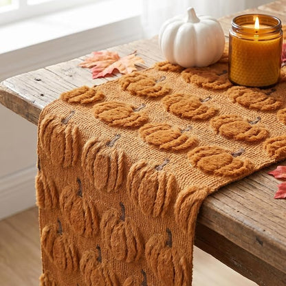 Artoid Mode Caramel Soft Faux Fur Fall Table Runner 13x48 Inch | Seasonal - Image 5