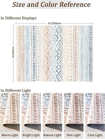 Miukiki 8x10 Area Rug for Living Room Moroccan Washable Rugs Non Slip Indoor - Image 2