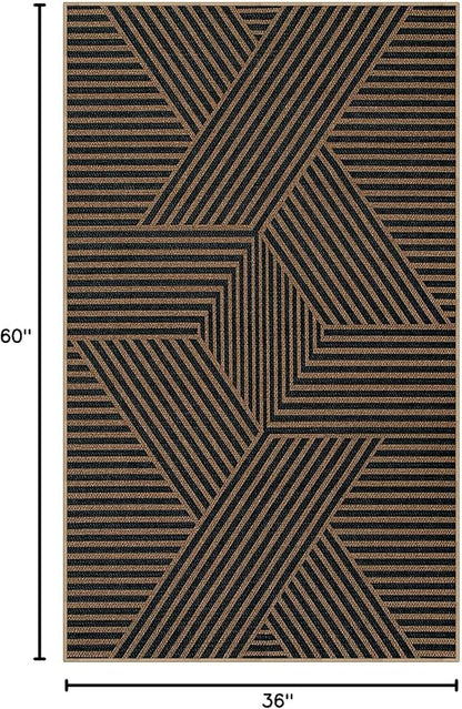Lahome Enfys Modern Geometric Outdoor Easy Jute Rug, 3x5 Indoor Outdoor Rugs - Image 2