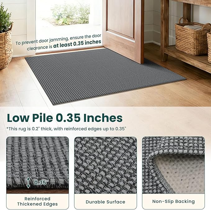 KOZYFLY Indoor Door Mat 2x3 ft Small Area Rugs Washable Front Door Mat Non Slip - Image 4