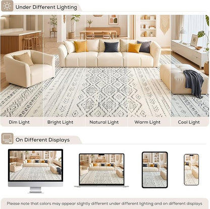 Nakagishi Area Rug Living Room Rugs: 10x12 Large Soft Machine Washable Boho - Image 9